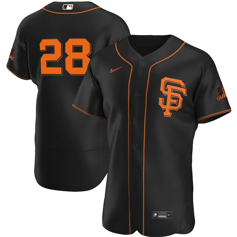 2020 MLB Men San Francisco Giants 28 Buster Posey Nike Black Alternate 2020 Authentic Player Team Jersey 1